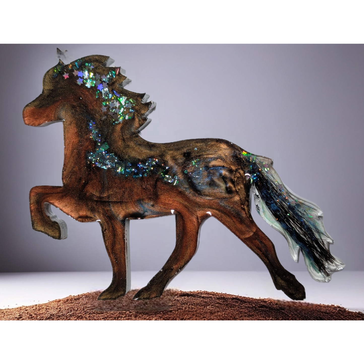 Epoxidharz Pferd Erinnerungsfigur mit Schweifhaar – personalisiert