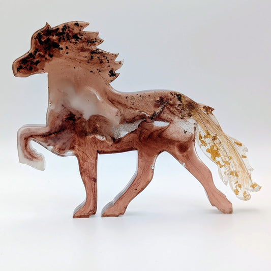 Epoxidharz Pferd Erinnerungsfigur mit Schweifhaar – personalisiert