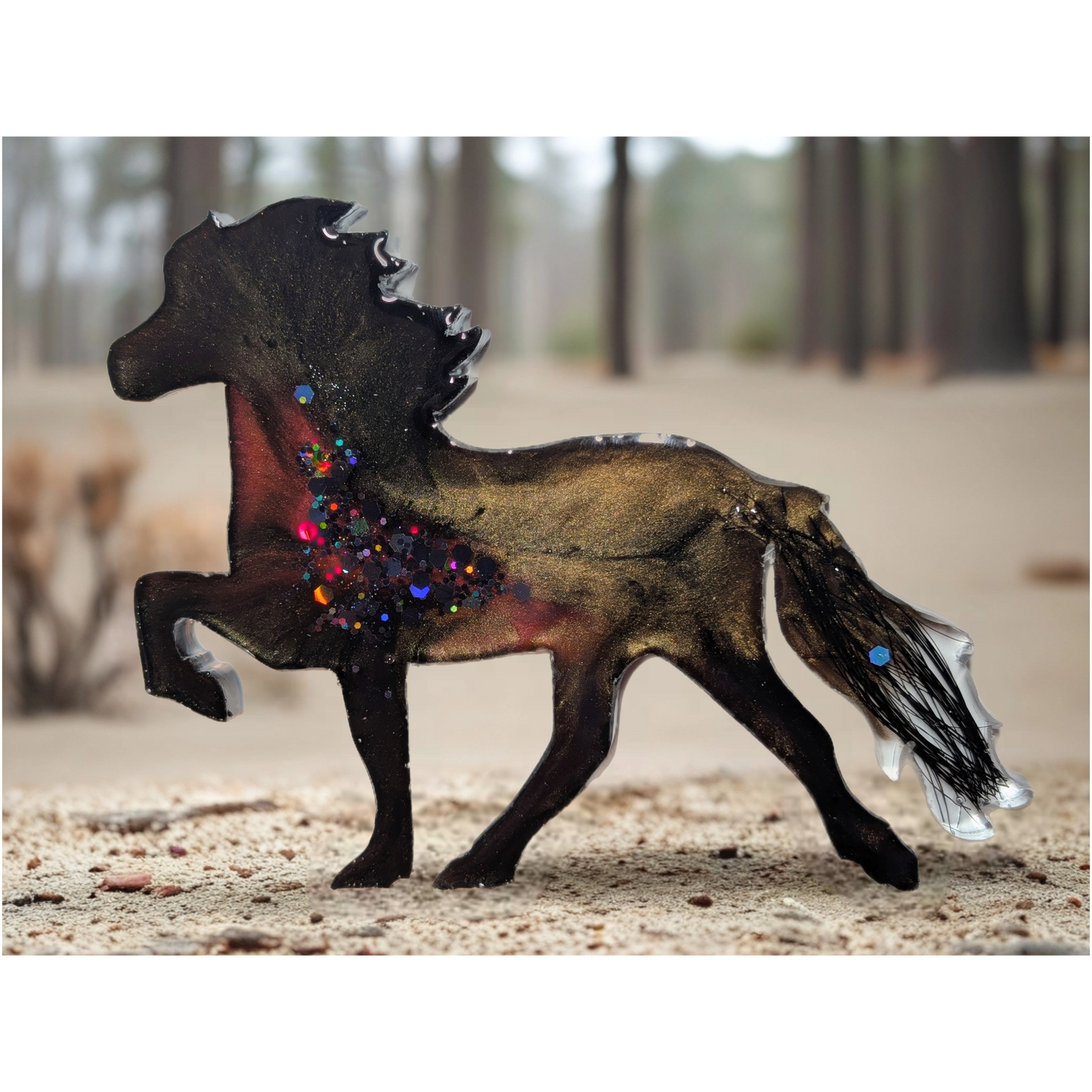 Epoxidharz Pferd Erinnerungsfigur mit Schweifhaar – personalisiert