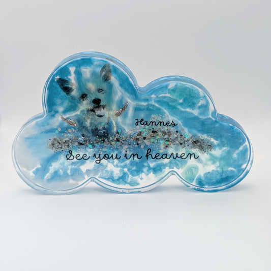 Epoxidharz Erinnerungswolke mit Tierhaar, Asche & Foto – Unikat